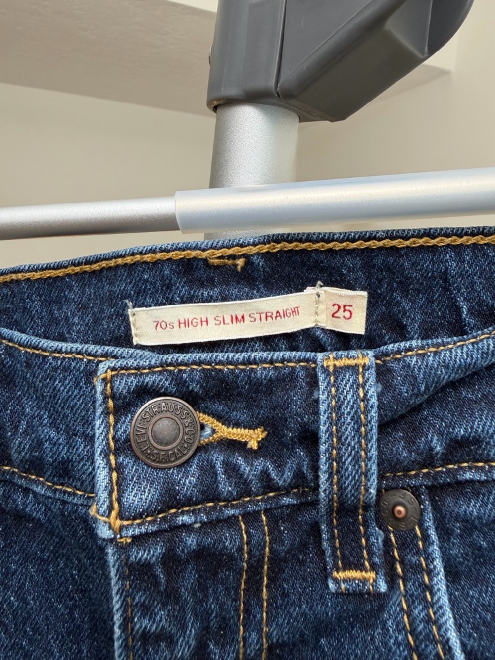 Women’s | Levi’s Premium 70s High Slim Straight Jeans, Dark Wash | Size 25 - Picture 6 of 11